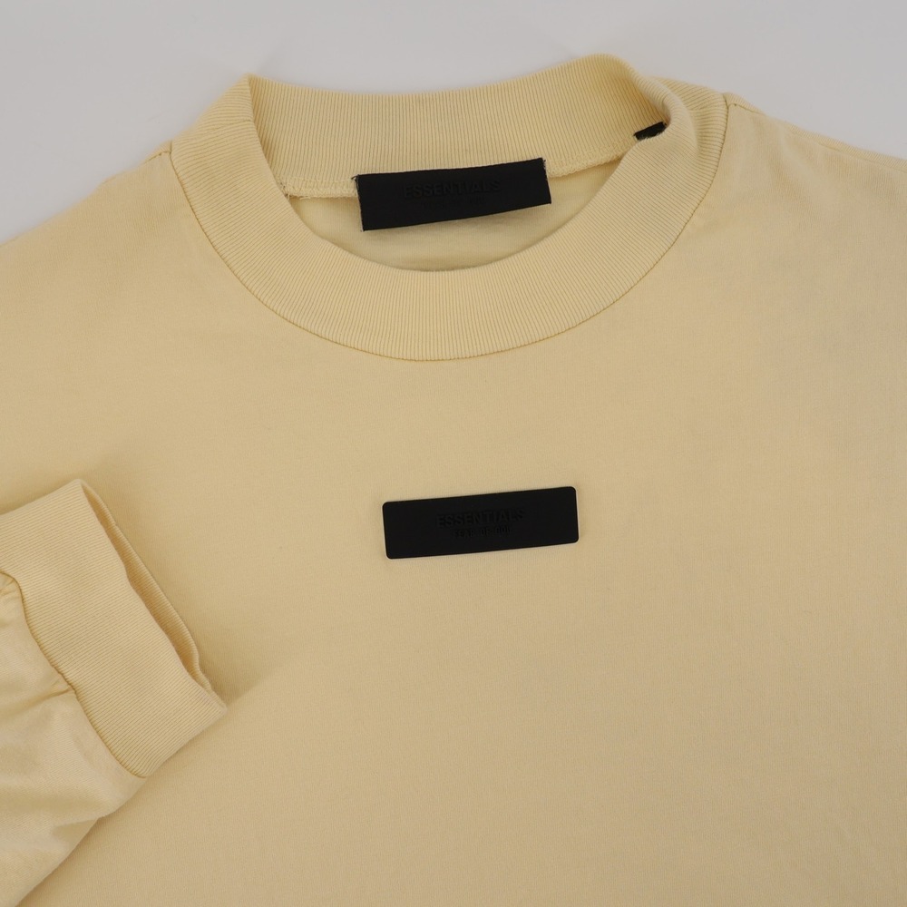 Fear of God Essentials Logo T-Shirt Yellow Long Sleeve Mens Medium Flaws